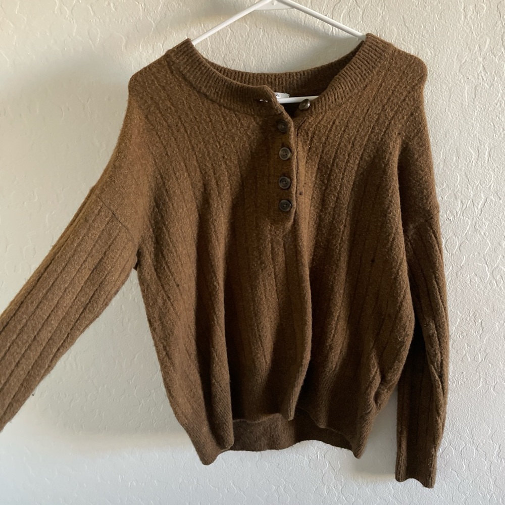 Madewell Brown Henley Sweater